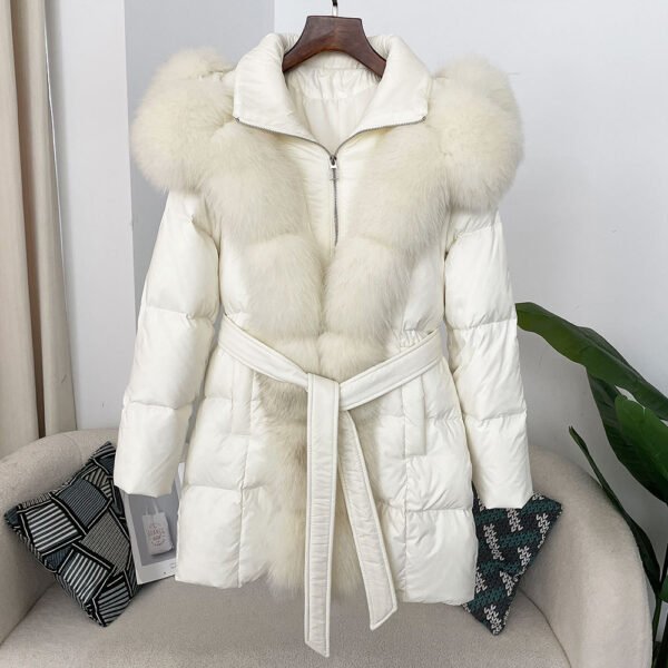 Hooded down jacket women's fox fur collar - obrazek 29