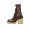 Woman‘s  New Genuine Leather Ankle Platform Round Toe Square heel British Style Weave Slip On Modern Boots - Image 6