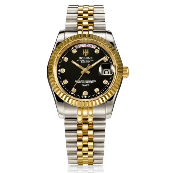 Holuns Men Watches Luxury Top Brand Gold Diamond Role Quartz Stainless Steel Calendar Relogio Masculino Wrist Watch Clock - Image 9