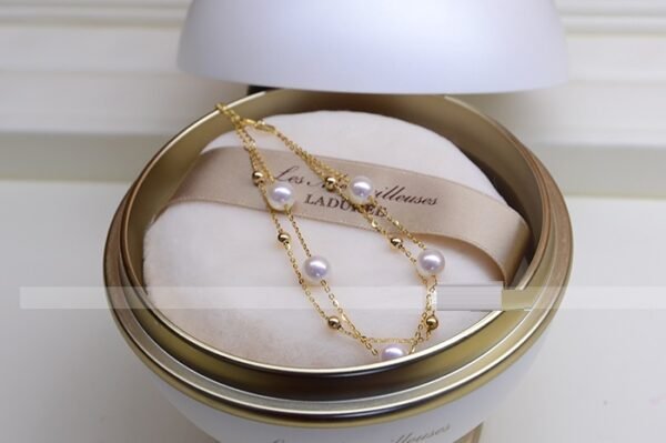 18k Gold Seawater Pearl Adjustable Double-layer Bracelet - Image 5
