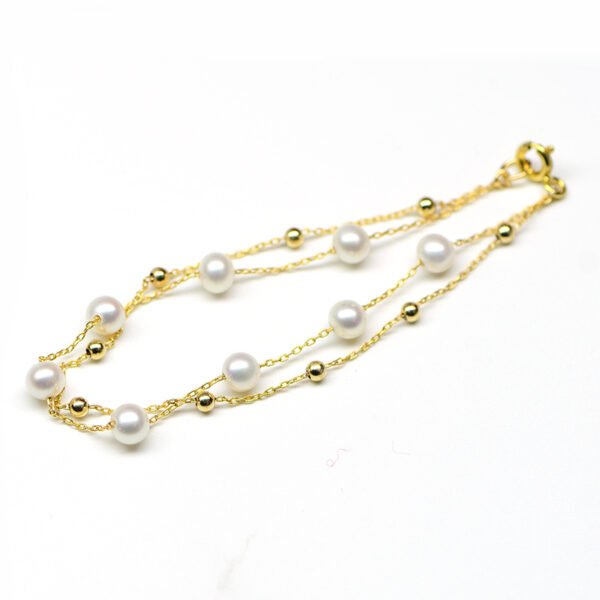 18k Gold Seawater Pearl Adjustable Double-layer Bracelet - Image 2