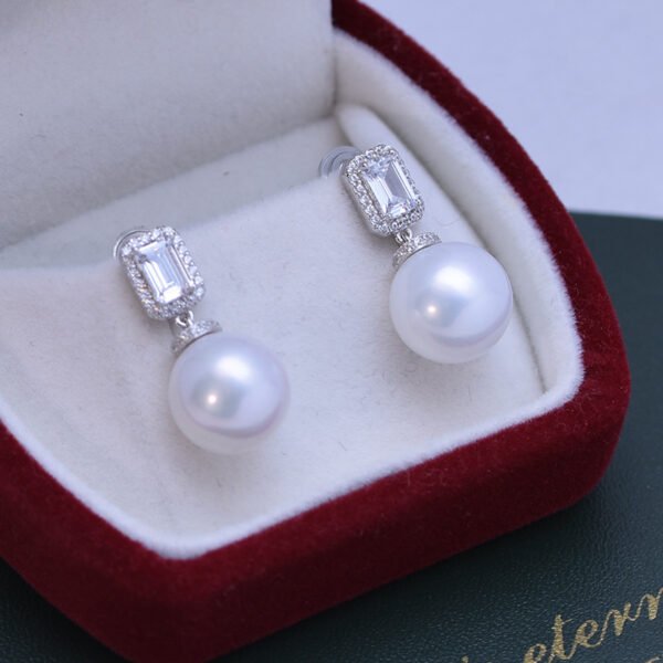 Water White Perfect Circle Strong Light Almost Flawless Pearl Ear Studs - Зображення 7