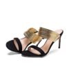 Summer Fashion High Heel Shoes Open Toe Gold Leather Cutouts Thin Heels Sandals Black Nude Red Shoes - 画像 (5)