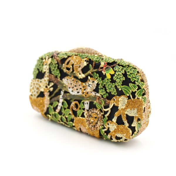 Animal Forest Package, Hollow Metal Crystal Banquet Package, Drip Oil Inlaid Diamond Handbag – Image 2