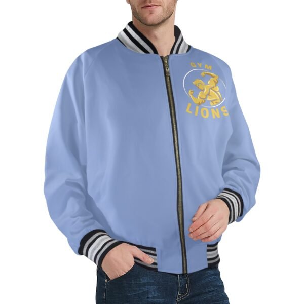 New Men's Striped Trim Bomber Jacket - obrazek 2