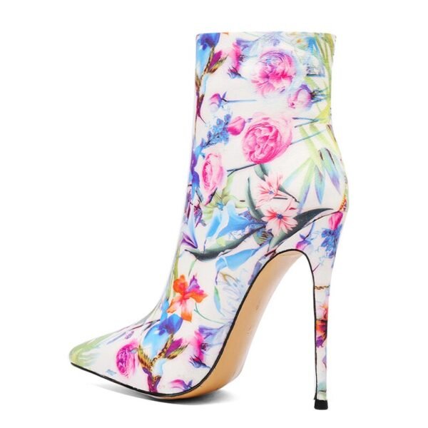 Spring Autumn Women Pointed Toe Sexy Stilettos Steel Heels 12cm Zipper Flowers Ankle Boots Large Size 43 44 45 New - Зображення 3
