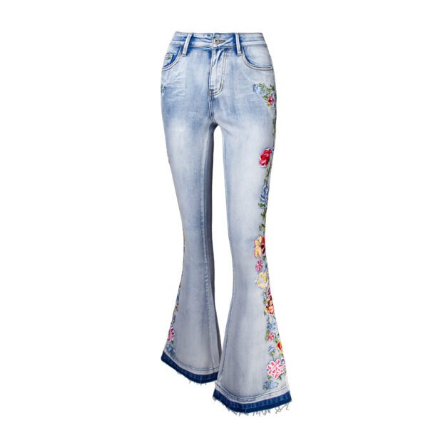 Flared Jeans Women Heavy Industry Three-Dimensional 3D Embroidery Jeans Trousers Flared Pants Large Size Women's Clothing - obrazek 5