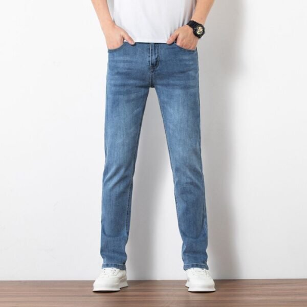 Loose Youth Straight Slim Fit Elastic Trend Men's Jeans - 画像 (7)