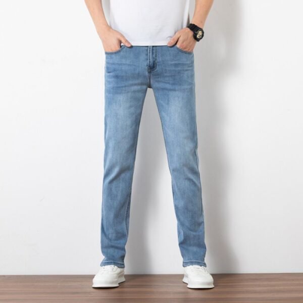 Loose Youth Straight Slim Fit Elastic Trend Men's Jeans - 画像 (2)