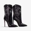 ⁦Western cowboy style high heels, pointed high heels, embroidered short tube, slim and sexy knight boots, fashion boots for women⁩ – תמונה ⁦7⁩