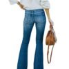 Popular Wash Micro Flare Stretch Ripped Jeans Women Trousers — изображение 5