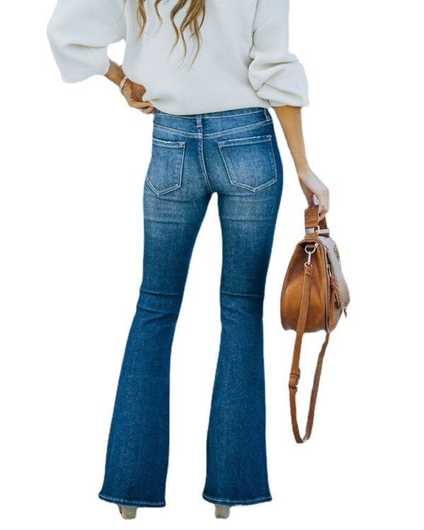 Popular Wash Micro Flare Stretch Ripped Jeans Women Trousers - Image 5