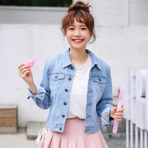 Denim Jacket Women Long Sleeve Turn-down Jeans Jacket For Women Ladies Coats and Jacket - Image 2