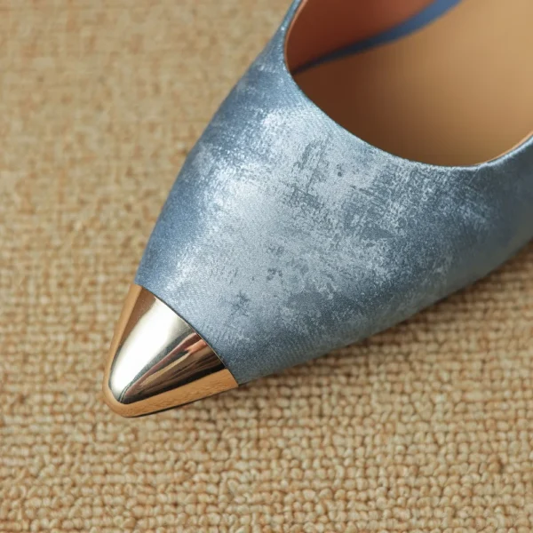Comfortable Genuine Leather Women Heels Shoes Metal Toe Design Fashion Pure Colour Girls High Heel Shoes Easy - Зображення 3