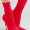 Floral Print Sexy Stiletto Sock Women Booties Stretch Pointed Toe High Heels Ankle Boots Fashion Botas Shoes Women Big Size 44 - Image 5