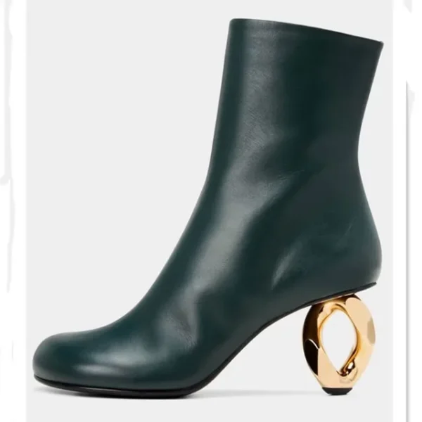 New European and American Metal Shaped High Heels Fashion Pointed Elastic Short Boots Sexy Model Show Large Women's Boots - imagine 12