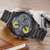 Cagarny Men Quartz Watch Casual Stainless Steel Watchband Dual Time Zones Wristwatches - 画像 (8)