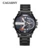 Cagarny Men Quartz Watch Casual Stainless Steel Watchband Dual Time Zones Wristwatches - 画像 (4)