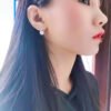 18K Gold Zircon Cross Earrings Sea Pearl - Image 2