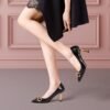 Spring New Pointed Thin Heel Light Mouth Blue Single Shoes Metal Chain Lacquer Leather Versatile Lacquer Leather High Heel Ladle Shoes - Image 4