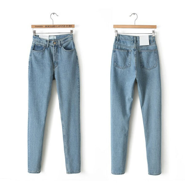 Slim Pencil Pants Vintage High Waist Jeans Full Length Pants Loose Cowboy Pants - 画像 (3)