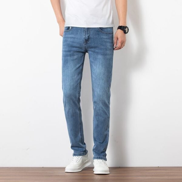 Loose Youth Straight Slim Fit Elastic Trend Men's Jeans - 画像 (4)