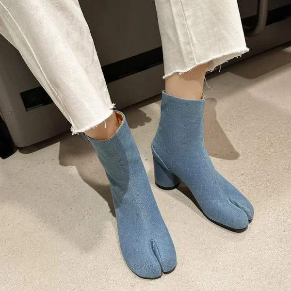Newest Women Denim Ankle Boots Round High Heeled Office Ladies Concise Spring Autumn Four Season Shoes Woman Basic - Зображення 3