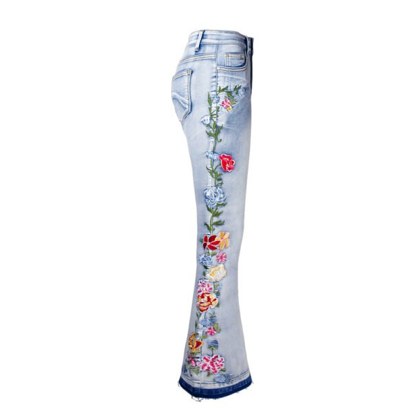 Flared Jeans Women Heavy Industry Three-Dimensional 3D Embroidery Jeans Trousers Flared Pants Large Size Women's Clothing - obrazek 6