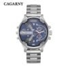 Cagarny Men Quartz Watch Casual Stainless Steel Watchband Dual Time Zones Wristwatches - 画像 (6)