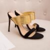 Summer Fashion High Heel Shoes Open Toe Gold Leather Cutouts Thin Heels Sandals Black Nude Red Shoes - 画像 (32)