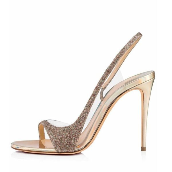 Fashion Sandals Gold Hollow Out Thin Heel Sandals For Women - Image 3