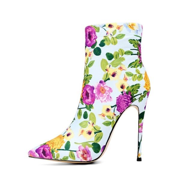 Spring Autumn Women Pointed Toe Sexy Stilettos Steel Heels 12cm Zipper Flowers Ankle Boots Large Size 43 44 45 New - Зображення 36