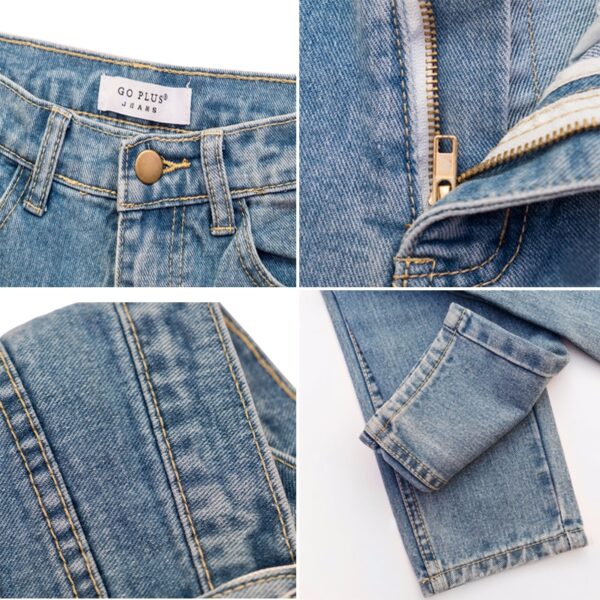 Slim Pencil Pants Vintage High Waist Jeans Full Length Pants Loose Cowboy Pants - 画像 (4)