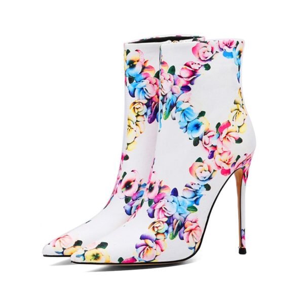 Spring Autumn Women Pointed Toe Sexy Stilettos Steel Heels 12cm Zipper Flowers Ankle Boots Large Size 43 44 45 New - Зображення 25