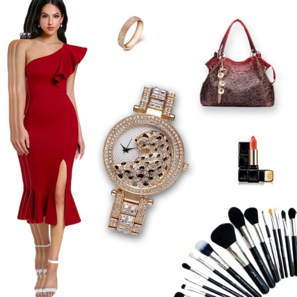 MISSFOX V227  Women Quartz Watch Fashion Bling Casual Ladies Watch Female Quartz Gold Watch Crystal Diamond Leopard For Women Clock - Image 4