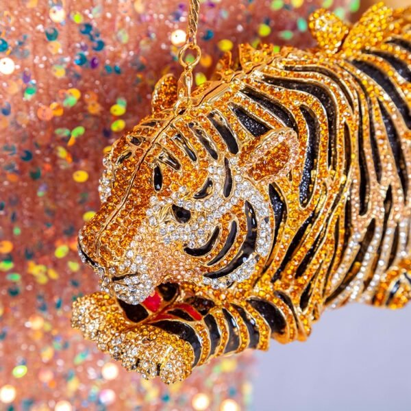 Tiger Crystal Evening Clutch Bags For Wedding Party New Metal Bling Rhinestone Novelty Purses And Handbags Luxury Designer - Зображення 5