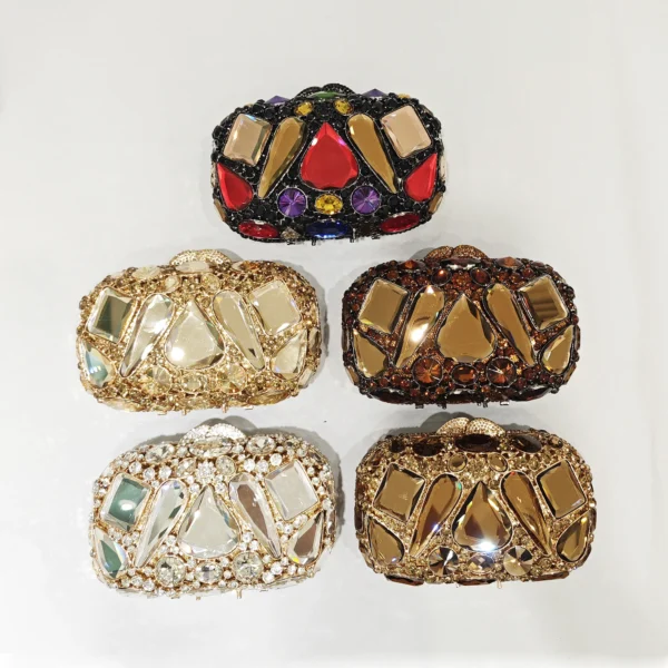 Wedding Purse Stone Bridal Prom Handbags Women Diamond Evening Clutches Purses Big Stones - imagine 3