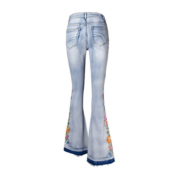 Flared Jeans Women Heavy Industry Three-Dimensional 3D Embroidery Jeans Trousers Flared Pants Large Size Women's Clothing - obrazek 4