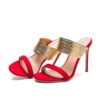 Summer Fashion High Heel Shoes Open Toe Gold Leather Cutouts Thin Heels Sandals Black Nude Red Shoes - 画像 (36)