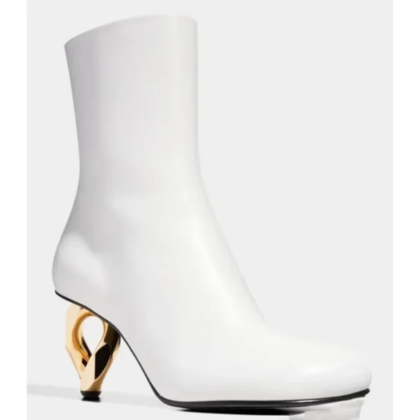 New European and American Metal Shaped High Heels Fashion Pointed Elastic Short Boots Sexy Model Show Large Women's Boots - imagine 5