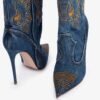⁦Western cowboy style high heels, pointed high heels, embroidered short tube, slim and sexy knight boots, fashion boots for women⁩ – תמונה ⁦4⁩