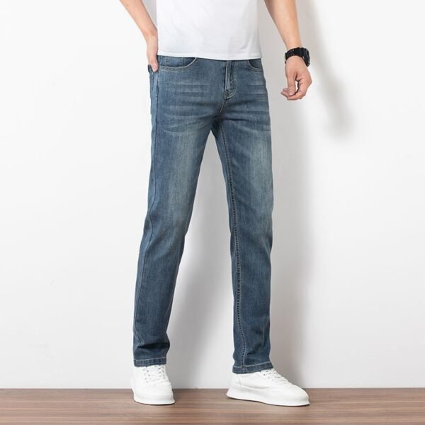 Loose Youth Straight Slim Fit Elastic Trend Men's Jeans - 画像 (3)