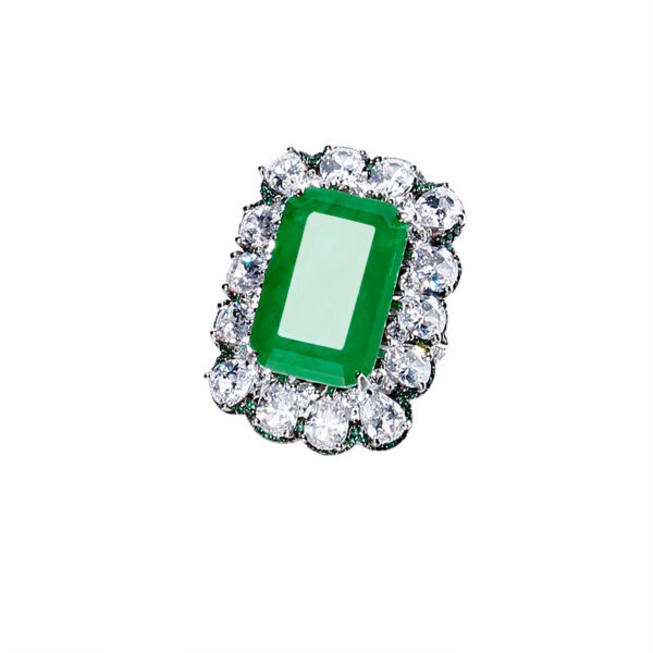 Frosty Sterling Silver Emerald Ring - Image 3