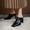 Processing Time:7-15 days after placing orders MILI-MIYA Fashion Square Toe Solid Color Women Full Genuine Leather Thick Heels Slip On Dress Party Summer Shoes Size 34-40 - Image 6
