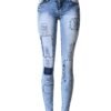 Summer Style Low Waist Sky Blue Patchwork Skinny Tights Women Pencil Jeans High Stretch Sexy Push Up Denim Women Fashion Jeans - Imagen 7