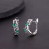 Natural Topaz S925 Sterling Silver Fully-inlaid Green Chalcedony Colorful Gemstone Earrings