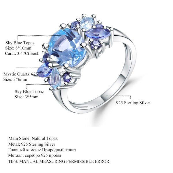 S925 Silver Inlaid Natural Topaz Ring – Image 4