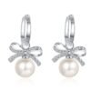 Sterling Silver Freshwater Pearl Moissanite Earrings - Image 2