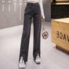 Straight Slit Jeans Women's Spring And Autumn New Korean Loose High Waist Slim Sagging Mopping Pants - Image 4