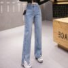 Straight Slit Jeans Women's Spring And Autumn New Korean Loose High Waist Slim Sagging Mopping Pants - Image 5